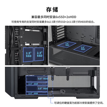 LIANLI联力L216黑色 中塔式台式电竞游戏机箱 标配3把风扇/支持EATX主板竖装显卡360水冷/一体式网孔面板