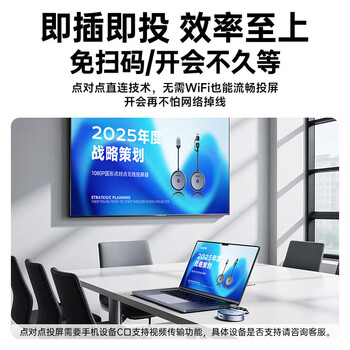 绿巨能（llano）HDMI无线投屏器USB/Type C二合一高清会议同屏器手机平板笔记本电脑电视投影仪 点对点50米传输器