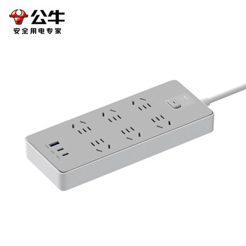 公牛（BULL）20W PD苹果快充插座/插排/插线板/排插 Type-c+USB+6插位总控 全长1.8米 Z世代 GN-Z1061U20J
