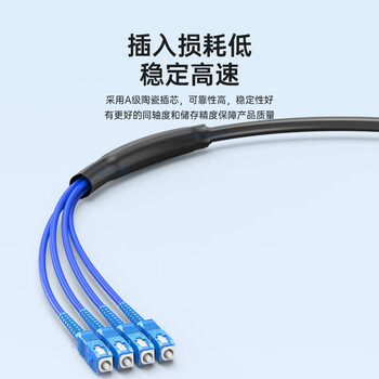 SK-LINK 室外单模铠装成品光缆4芯光纤线四芯光纤跳线免熔接户外架空100米SC接头GYXTW-4B-100M(SC)