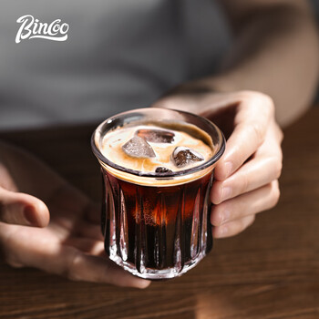 Bincoo手冲咖啡玻璃复古dirty咖啡杯澳白杯意式浓缩杯子烟灰色-160ml