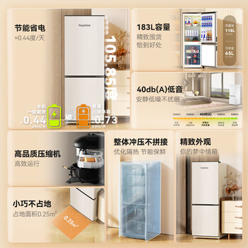 荣事达（Royalstar）183升小冰箱小型家用出租房办公室宿舍双开门两门双门二门电冰箱节能省电低音白色BCD-183L9RSZ