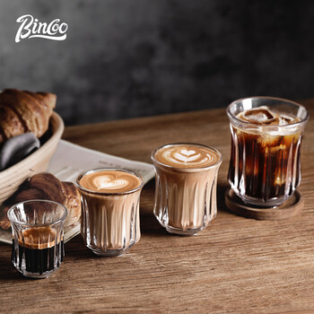 Bincoo手冲咖啡玻璃复古dirty咖啡杯澳白杯意式浓缩杯子烟灰色-160ml