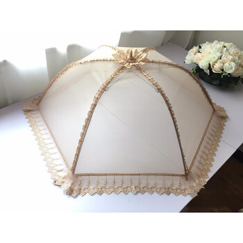 遮盖菜网罩高品质蕾丝卫生菜罩可折叠餐桌纱罩食物罩盖菜盖大号饭菜伞