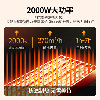 格力（GREE）【冷暖两用】家用取暖器净化加湿冷风扇暖风机节能遥控电暖器2000W大功率制热电暖气 KS-04X71RDg