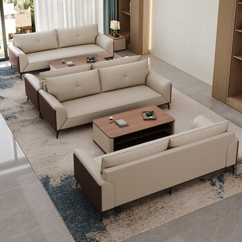 森菲亚办公室沙发茶几组合套装简约现代商务洽谈接待室沙发311+茶几西皮