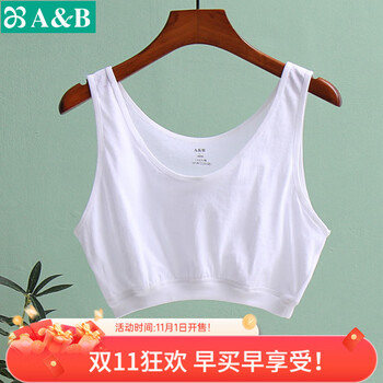 AB母亲节内衣薄款中老年人女纯棉白色胸罩背心全棉大码老奶奶文胸 白色 L