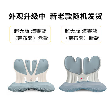 BKT护腰靠坐垫夏季凉垫沙发垫人体工学久坐不累 超大版蓝色+坐垫套