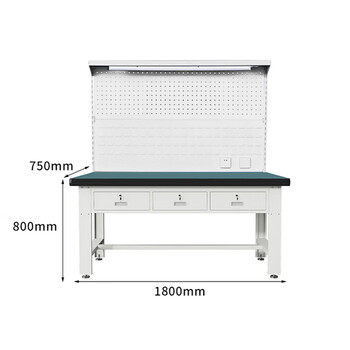 秦筑防静电工作台实验桌工厂重型钳工装配台检验桌 1.8米平三抽双挂板