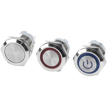 瀚时恒业 金属按钮带灯超短款7A电流自复位点动防水 环形灯+白色【插座选配】16mm自复/松手弹回6V（10个）