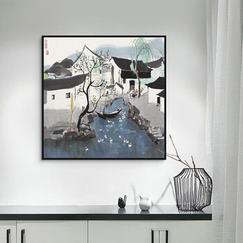 吴冠中水墨山水画型号规格- 京东