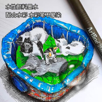 【开学必备】旗牌（Shachihata）Artline 超细勾线笔 防水绘图笔 漫画/设计/动漫专用 0.1mm 黑色 EK-231