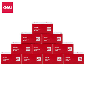 得力 金属回形针 曲别针 镀镍防锈曲别针文件分类收纳工具  商务办公用品 100枚/盒 10盒装 0018