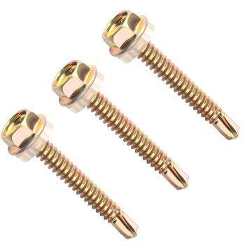 大和  国标 彩锌外六角自攻钻尾螺钉自钻螺丝钉燕尾木螺钉彩钢瓦钉 彩锌外六角燕尾丝 5.5*65（25个）