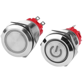 瀚时恒业 金属按钮开关LED带灯防水按键自复位点动自锁 环形灯丨蓝光丨不含插座16mm;自复【松手弹回】220V（10个）