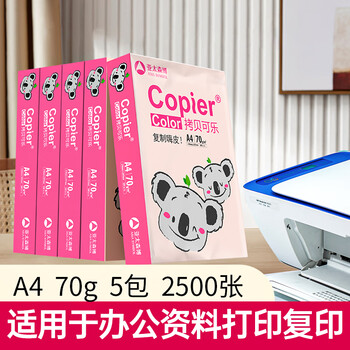 亚太森博拷贝可乐(粉考拉) A4纸 70g 500张*5包 双面打印 复印草稿纸 2500张整箱【造纸源头厂牌】 亚太森博拷贝可乐(粉考拉) A4纸 70g 500张*5包 双面打印 复印草稿纸 2500张整箱【造纸源头厂牌】