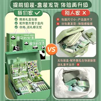金值 熊猫文具礼盒套装 六一儿童节礼包盲盒女孩生日礼物盲袋女生男孩儿童小学生初中学习用品大全手账