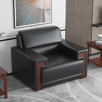 奈高办公沙发办公室沙发简约现代商务茶几组合洽谈沙发纳帕皮单人位 