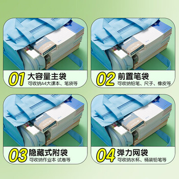 晨光(M&G)文具懒懒小熊猫小学生补习袋美术袋手提袋补课帆布包儿童书袋收纳袋 绿AGW910G361