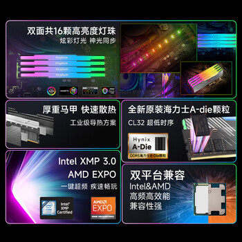 金百达(KINGBANK)64GB(32GBX2)套装 DDR5 6400 台式机内存条海力士A-die颗粒 黑刃RGB灯条 C32 Deepseek硬件 金百达(KINGBANK)64GB(32GBX2)套装 DDR5 6400 台式机内存条海力士A-die颗粒 黑刃RGB灯条 C32 Deepseek硬件