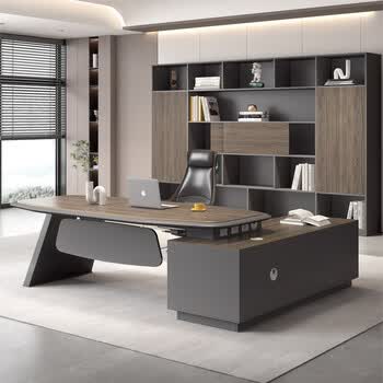 森菲亚 老板桌办公桌简约现代单人领导老板台办公家具桌椅组合 2.0米