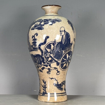 清代　青花花瓶　花器 清乾隆青花缠枝莲花卉六方瓶