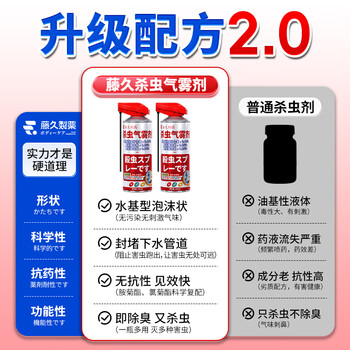 藤久制药日本下水道杀虫剂管道去除小飞虫450ml家用室内低毒杀爬虫多种虫