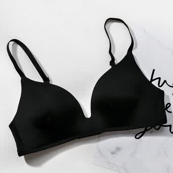 莎无痕无钢圈内衣女薄款运动学生高中少女胸罩小胸性感睡眠文胸 黑色