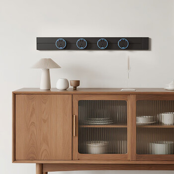 奥克斯轨道插座 明装免打孔壁挂式可移动墙壁滑轨插座轻薄款C6白色75厘米+6个蓝光圈五孔