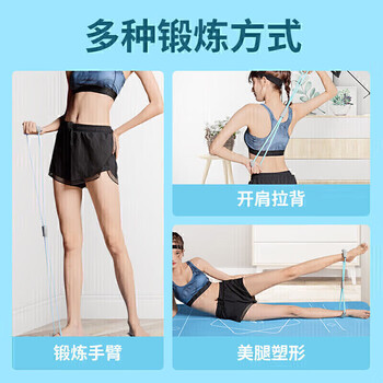 李宁(LI-NING)8字拉力器 瑜伽扩胸八字拉力绳多功能家用肩颈背部训练弹力带蓝色 李宁(LI-NING)8字拉力器 瑜伽扩胸八字拉力绳多功能家用肩颈背部训练弹力带蓝色