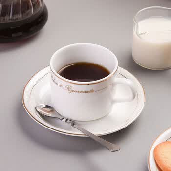 CLITON咖啡杯碟套装欧式金边陶瓷杯西式红茶杯早餐杯牛奶杯6杯6碟6+杯架