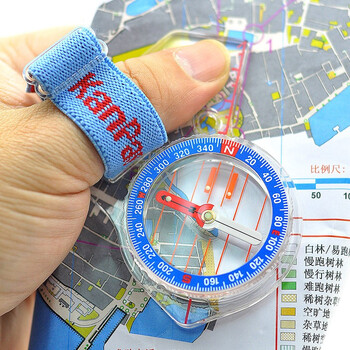 指北针定向越野比赛用拇指式指北针指南针-竞技型指北针 蓝色