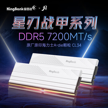金百达(KINGBANK)32GB(16GBX2)套装 DDR5 7200 台式机内存条海力士A-die颗粒 星刃白 C34 Deepseek硬件 金百达(KINGBANK)32GB(16GBX2)套装 DDR5 7200 台式机内存条海力士A-die颗粒 星刃白 C34 Deepseek硬件