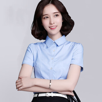 高绅风度女士短袖白衬衫女装正装夏季韩范修身白领职业装工装衬衣防皱