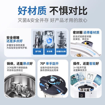 尚仪手提式高压灭菌锅实验室蒸汽高温灭菌器全自动小型锅 SN-SXL-18A