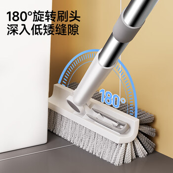 五月花地刷双面V型刷毛硬毛缝隙刷加长杆 浴室厕所厨房墙角自带夹子 