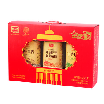 精力沛全家福小麦胚芽燕麦片黑麦礼盒1350g高蛋白高纤营养早餐送礼品 精力沛全家福小麦胚芽燕麦片黑麦礼盒1350g高蛋白高纤营养早餐送礼品