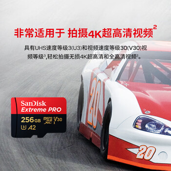 闪迪(SanDisk)256GB TF(MicroSD)内存卡 A2 4K V30 U3 C10 至尊超极速移动存储卡 读速200MB/s 写速140MB/s 闪迪(SanDisk)256GB TF(MicroSD)内存卡 A2 4K V30 U3 C10 至尊超极速移动存储卡 读速200MB/s 写速140MB/s