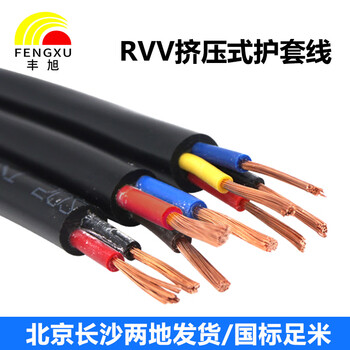 丰旭 国标RVV两芯0.5平方多股铜芯护套线 RVV2芯0.5平方电源线 RVV2*0.5 黑色 50米
