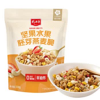 精力沛坚果水果胚芽燕麦脆338g 即食非油炸健康零食麦片冷泡牛奶早餐
