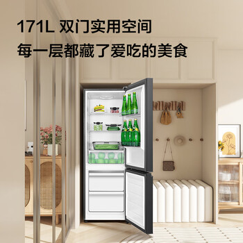 TCL 171L两门冰箱二级能效直冷小户型低音养鲜冰箱迷你小型出租房家用电冰箱R171L1-B
