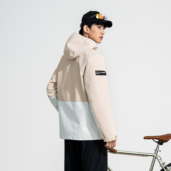 李宁（LI-NING）外套夹克乒乓球服户外徒步防水防风保暖风衣男女 奶黄色/乳白 M 