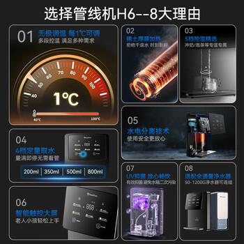 WHEELTON惠尔顿壁挂管线机净水器加热直饮一体机超薄5档控温UV抑菌 全通量适配多种直饮净饮机饮水机H6 WHEELTON惠尔顿壁挂管线机净水器加热直饮一体机超薄5档控温UV抑菌 全通量适配多种直饮净饮机饮水机H6