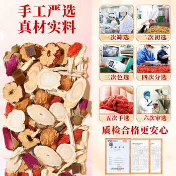 同仁堂（TRT）人参阿胶玫瑰花茶红枣枸杞桂圆茶补女神气血养生茶送礼礼物360g