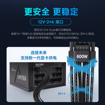海韵（SEASONIC）1000W 金牌VERTEX峰睿电脑电源 ATX3.1/PCIe5.1/12V-2x6 支持5090/9070显卡