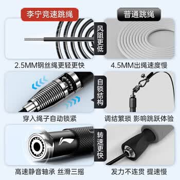 李宁专业钢丝竞速跳绳成人男士专用竞技比赛可三摇双摇铝合金跳绳
