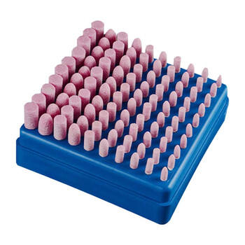 VRK 红刚玉磨头套装砂轮打磨头柱形子弹型磨头3mm柄电磨配件打磨100支/盒