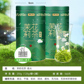 贡苑茶叶茉莉花茶特级250g 广西横县茉莉飘雪浓香型绿茶散装自己喝