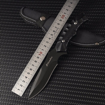 刀具防身军工刀长款荒野求生随身小刀开刃锋利野外生存防身装备 黑色