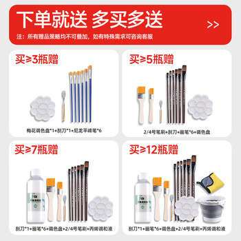 青竹画材（CHINJOO）丙烯颜料300g淡紫颜料美术生无毒油画室内外防水防晒不掉色白色金色diy美育工具